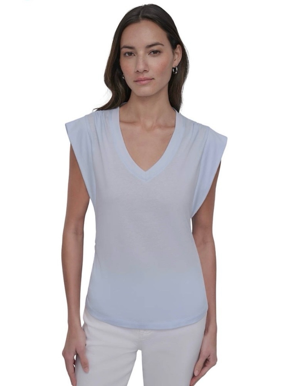 DKNY Light Blue V-Neck Sleeveless Tank Top